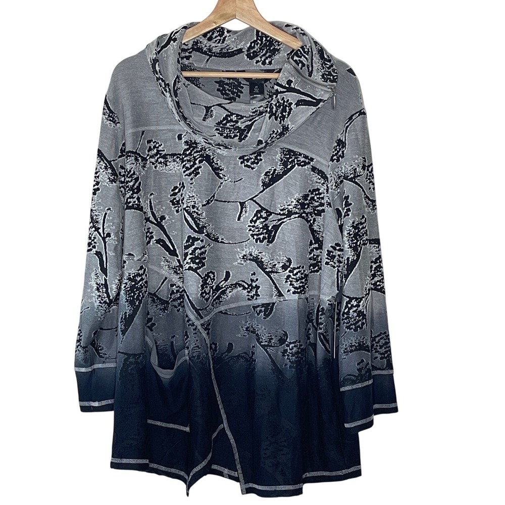 ALI MILES OMBRE COWL NECK ASYMMETRICAL FLORAL‎ PRINT TUNIC SIZE 2X NWT